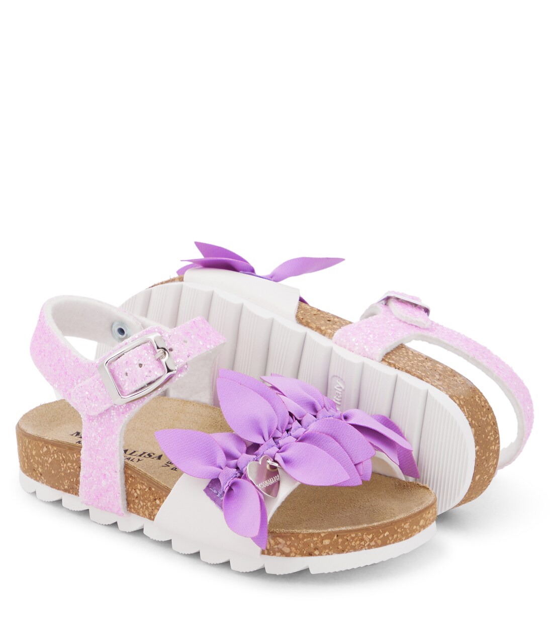 Floral-appliquéd sandals | Monnalisa