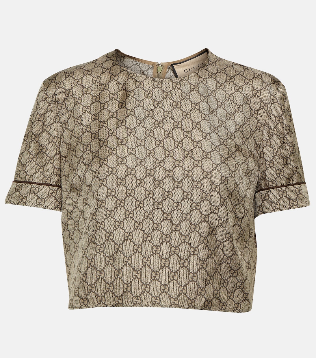Top cropped in twill di seta GG | Gucci