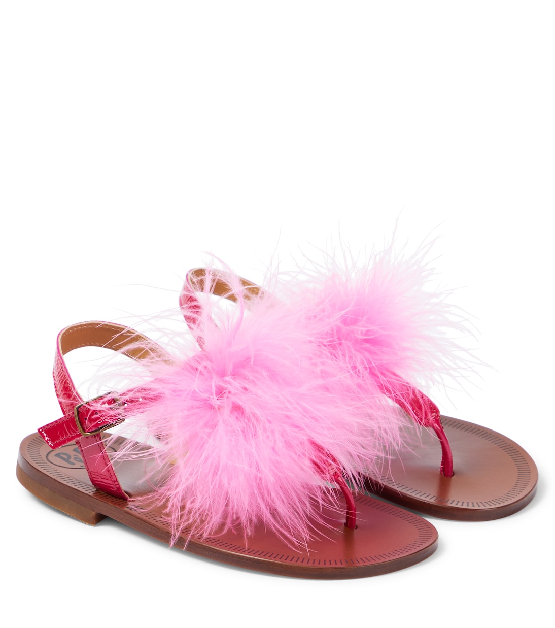 Vernice feather-trimmed leather sandals | PèPè