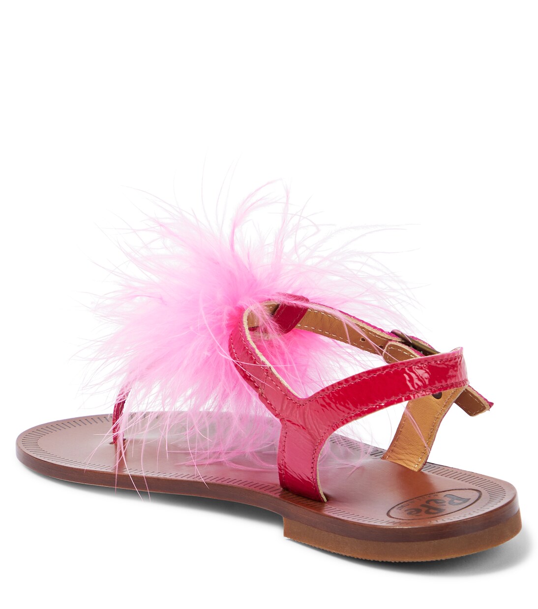 Vernice feather-trimmed leather sandals | PèPè