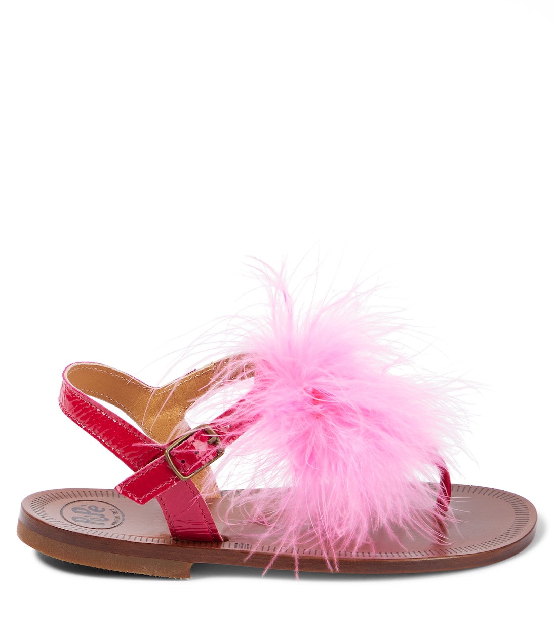 Vernice feather-trimmed leather sandals | PèPè