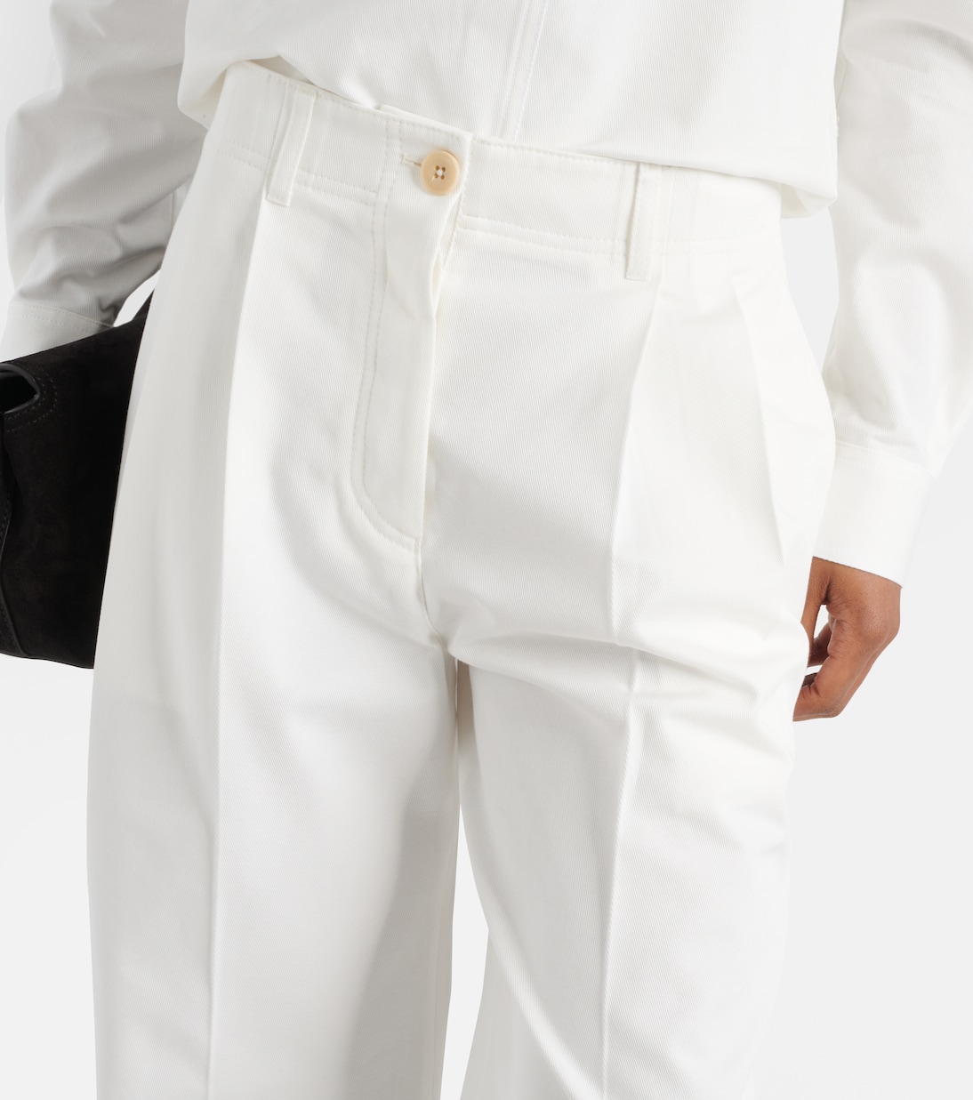 Pantalones anchos de sarga de algodón de tiro alto | Toteme