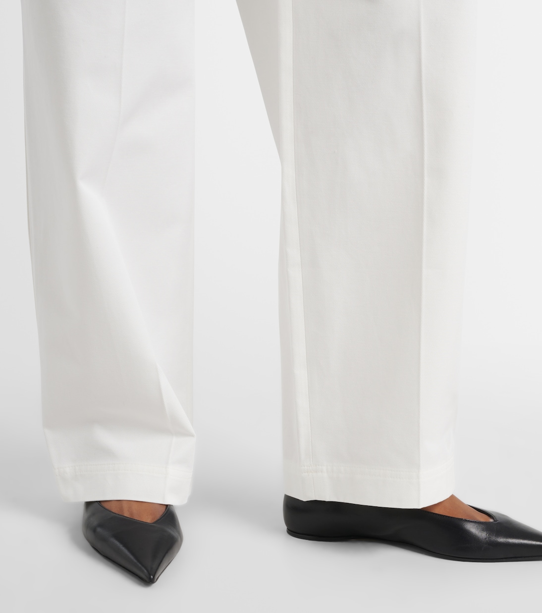 Pantalones anchos de sarga de algodón de tiro alto | Toteme