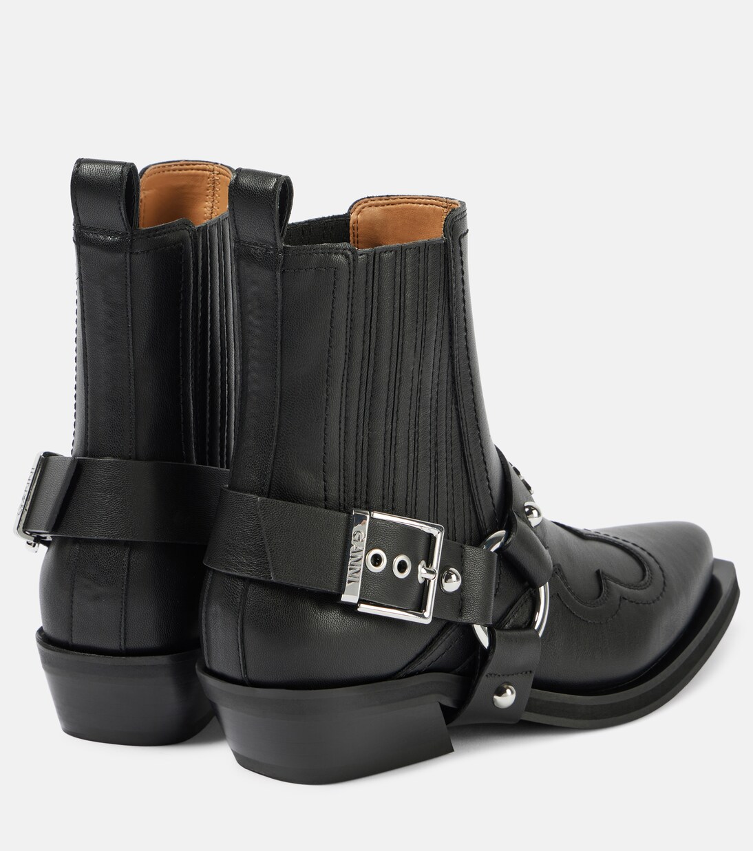 Bestickte Westernstiefel aus Lederimitat | Ganni