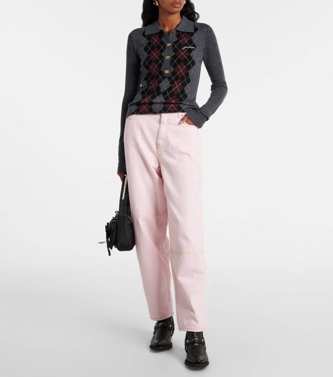 Bestickte Westernstiefel aus Lederimitat | Ganni