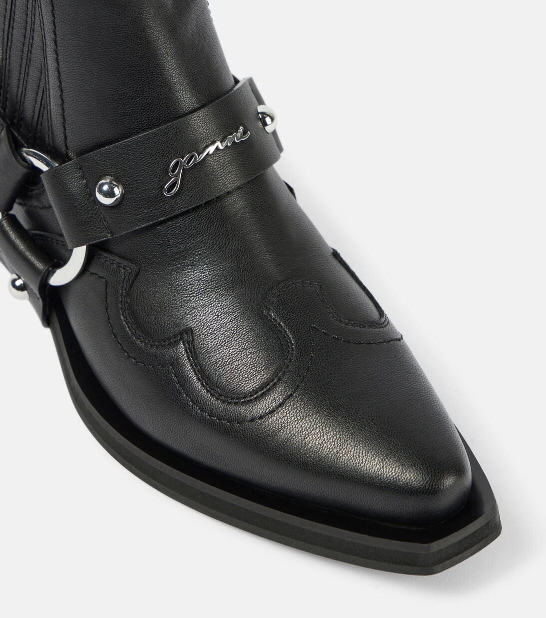 Bestickte Westernstiefel aus Lederimitat | Ganni