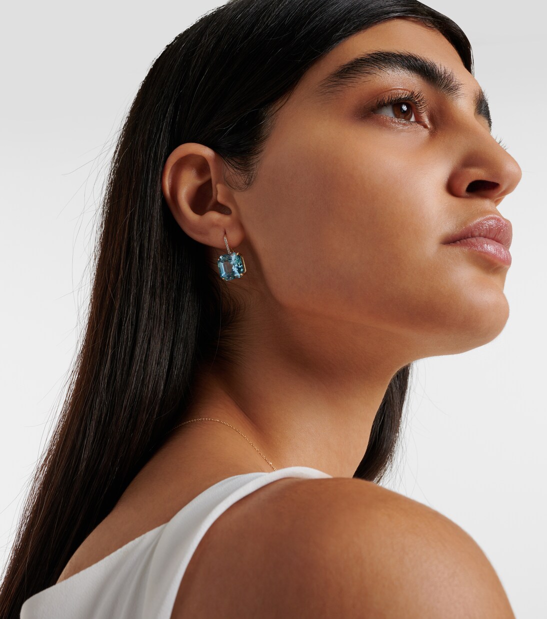 Pendientes de oro de 14 ct con topacio y diamantes | Mateo