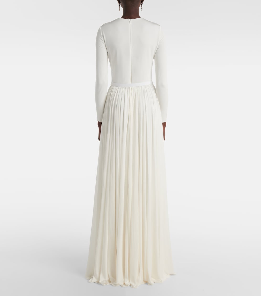 Shirred leather-trimmed maxi dress | Ralph Lauren Collection