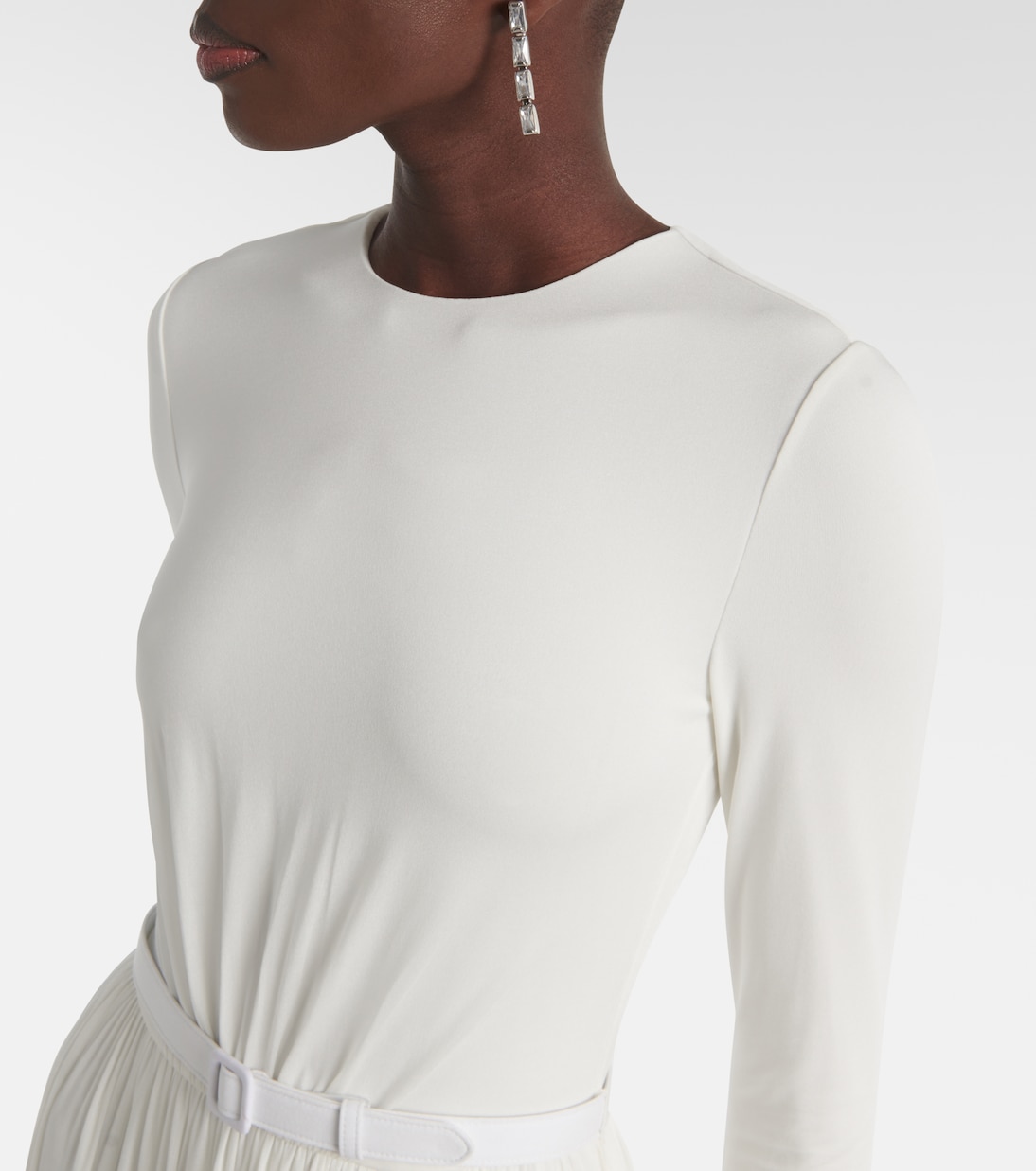 Shirred leather-trimmed maxi dress | Ralph Lauren Collection