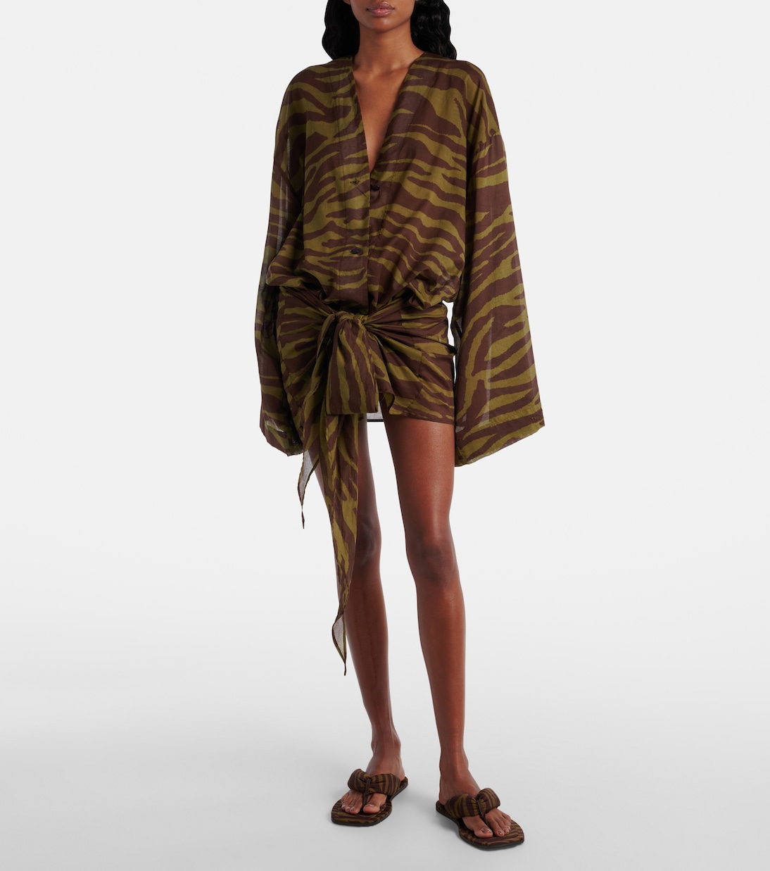 Zebra-print cotton muslin minidress | The Attico