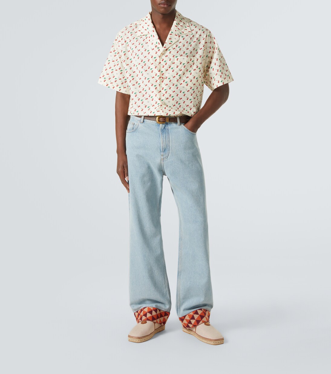 VLogo leather-trimmed canvas espadrilles | Valentino Garavani