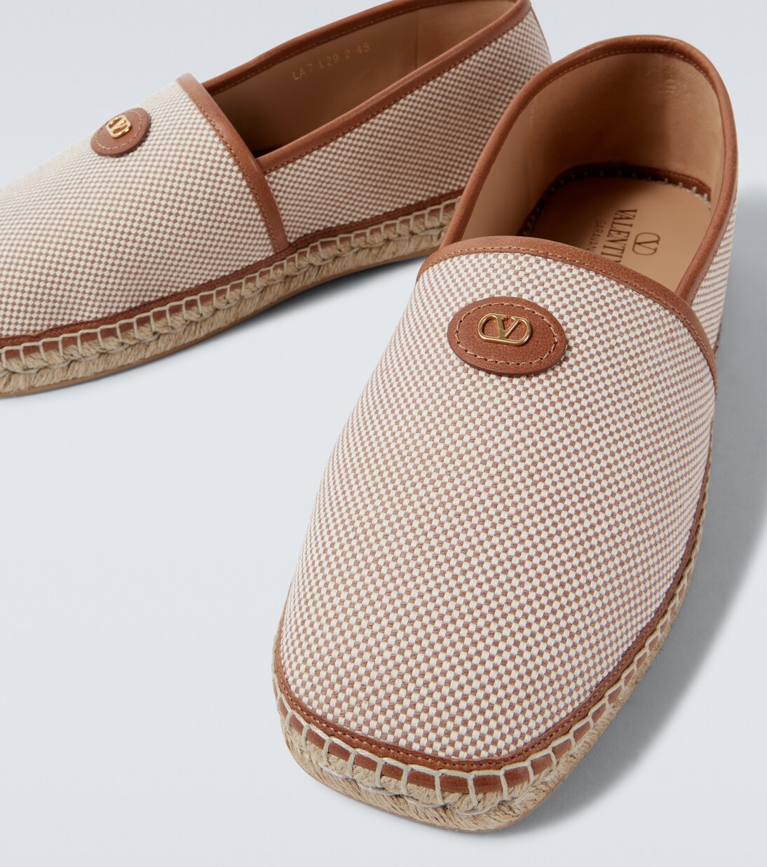 VLogo leather-trimmed canvas espadrilles | Valentino Garavani