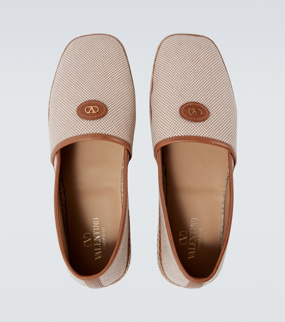 VLogo leather-trimmed canvas espadrilles | Valentino Garavani