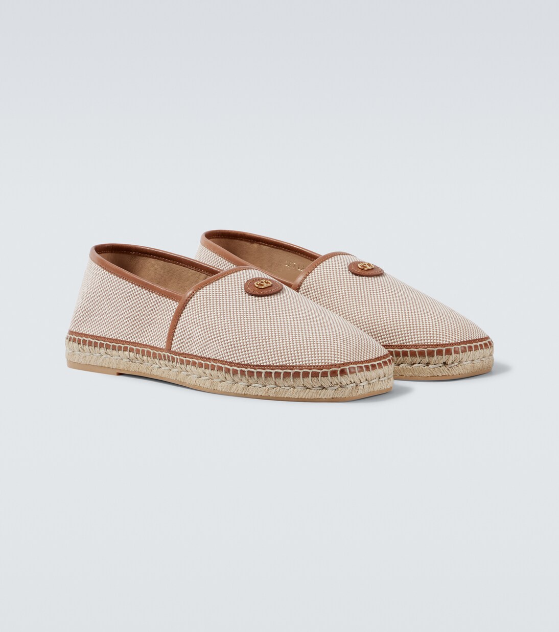 VLogo leather-trimmed canvas espadrilles | Valentino Garavani