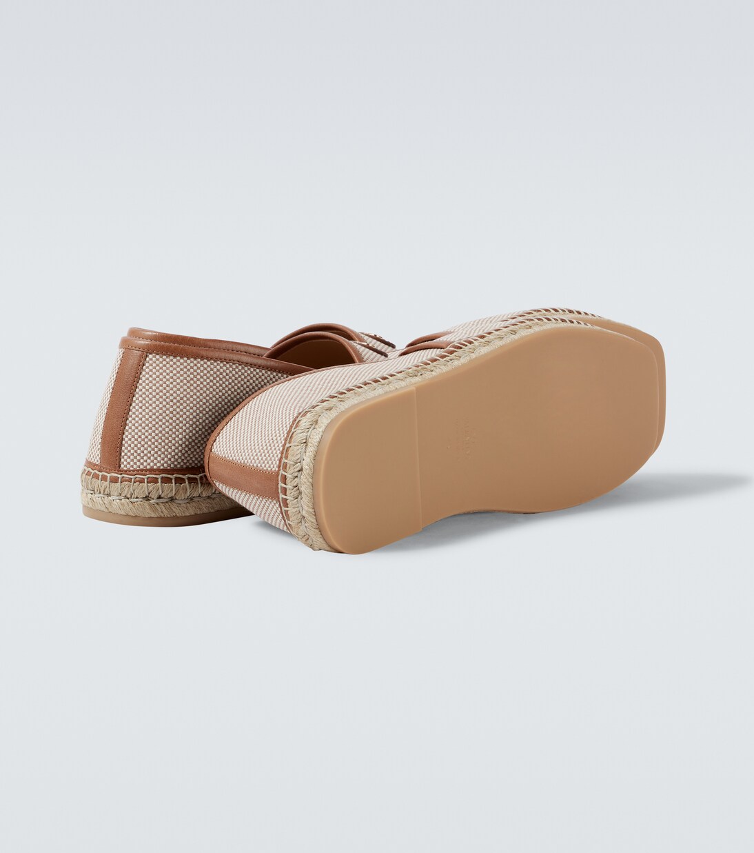 VLogo leather-trimmed canvas espadrilles | Valentino Garavani