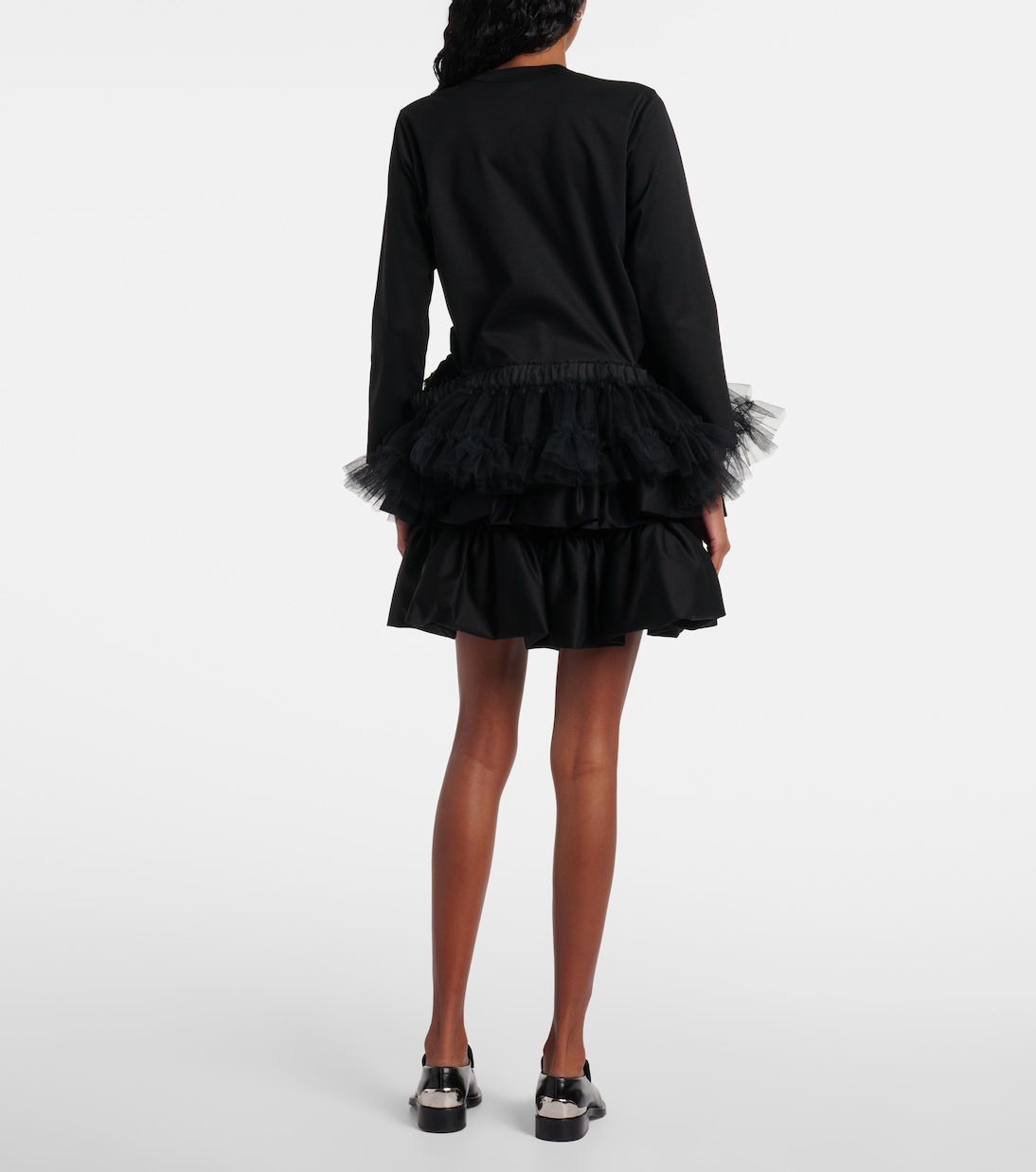 Top aus Baumwoll-Jersey mit Tüll | Noir Kei Ninomiya