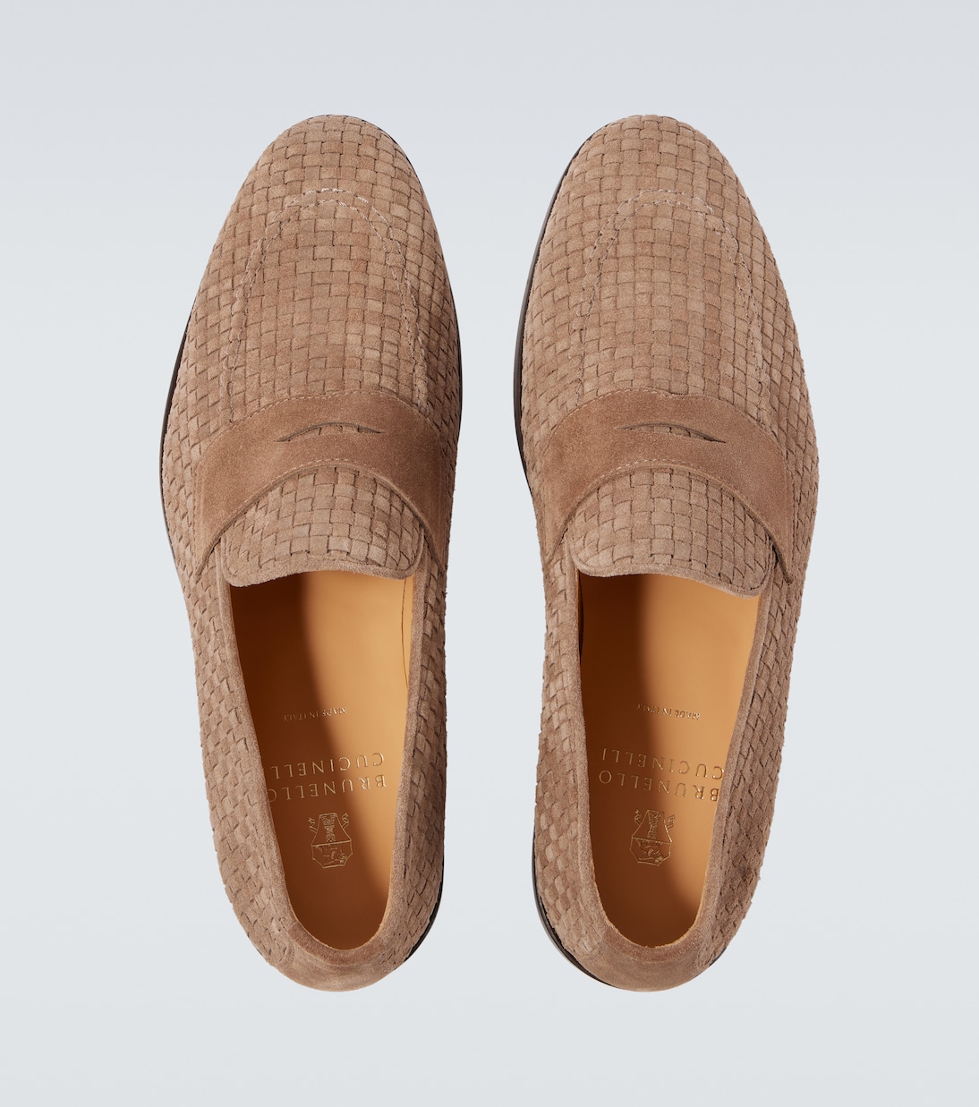 Woven suede penny loafers | Brunello Cucinelli