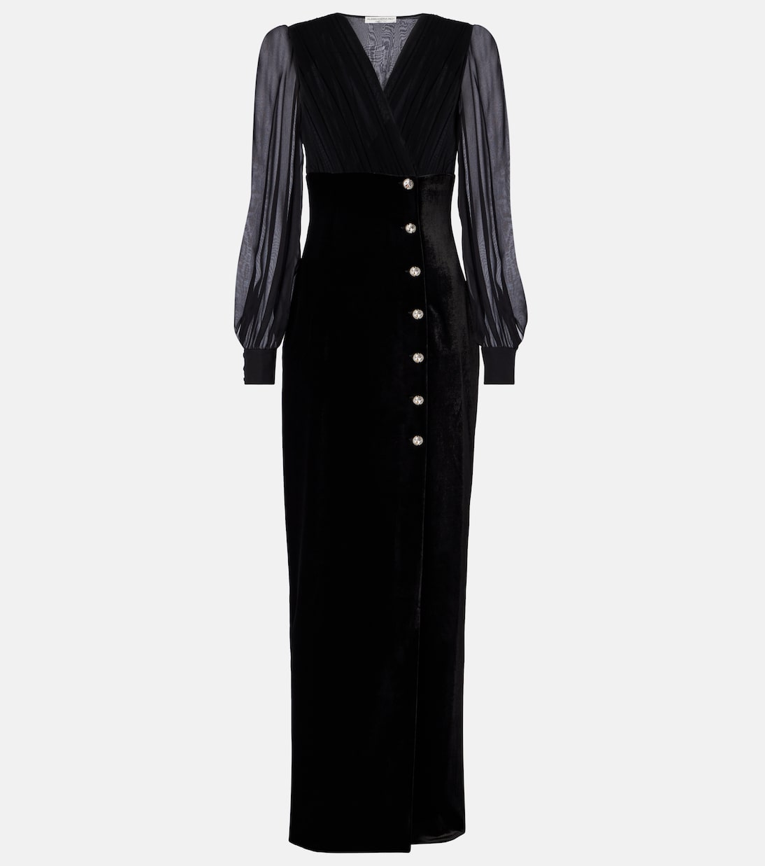 Robe longue en velours et georgette | Alessandra Rich
