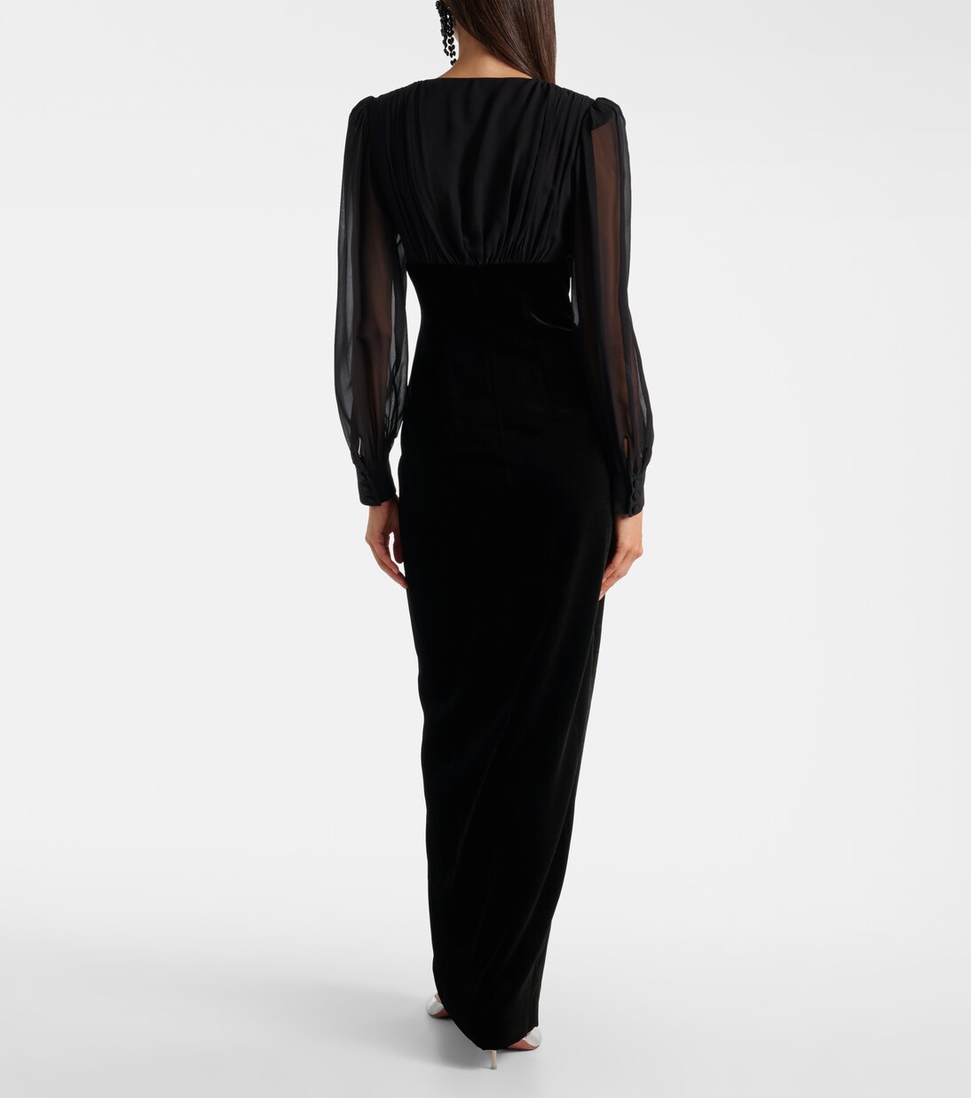 Robe longue en velours et georgette | Alessandra Rich