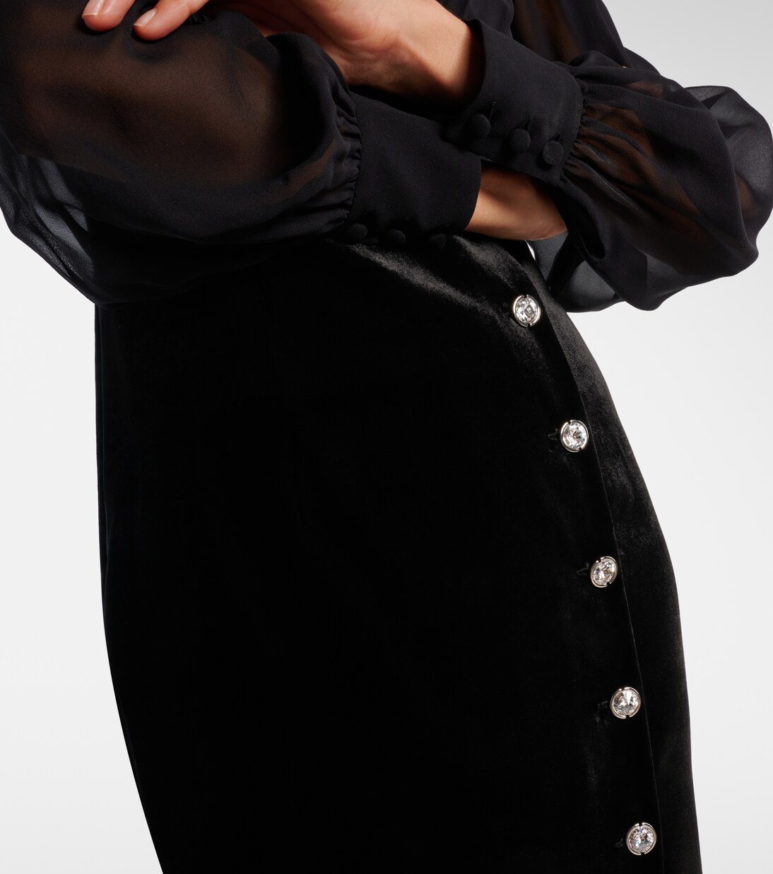 Robe longue en velours et georgette | Alessandra Rich