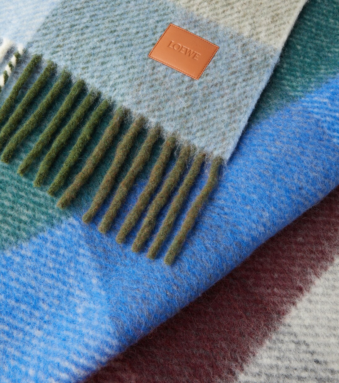 Checked alpaca and wool-blend blanket | Loewe