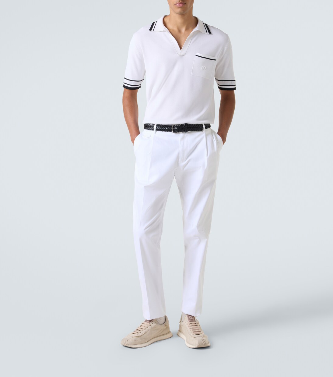 Leather-trimmed canvas sneakers | Dolce&Gabbana