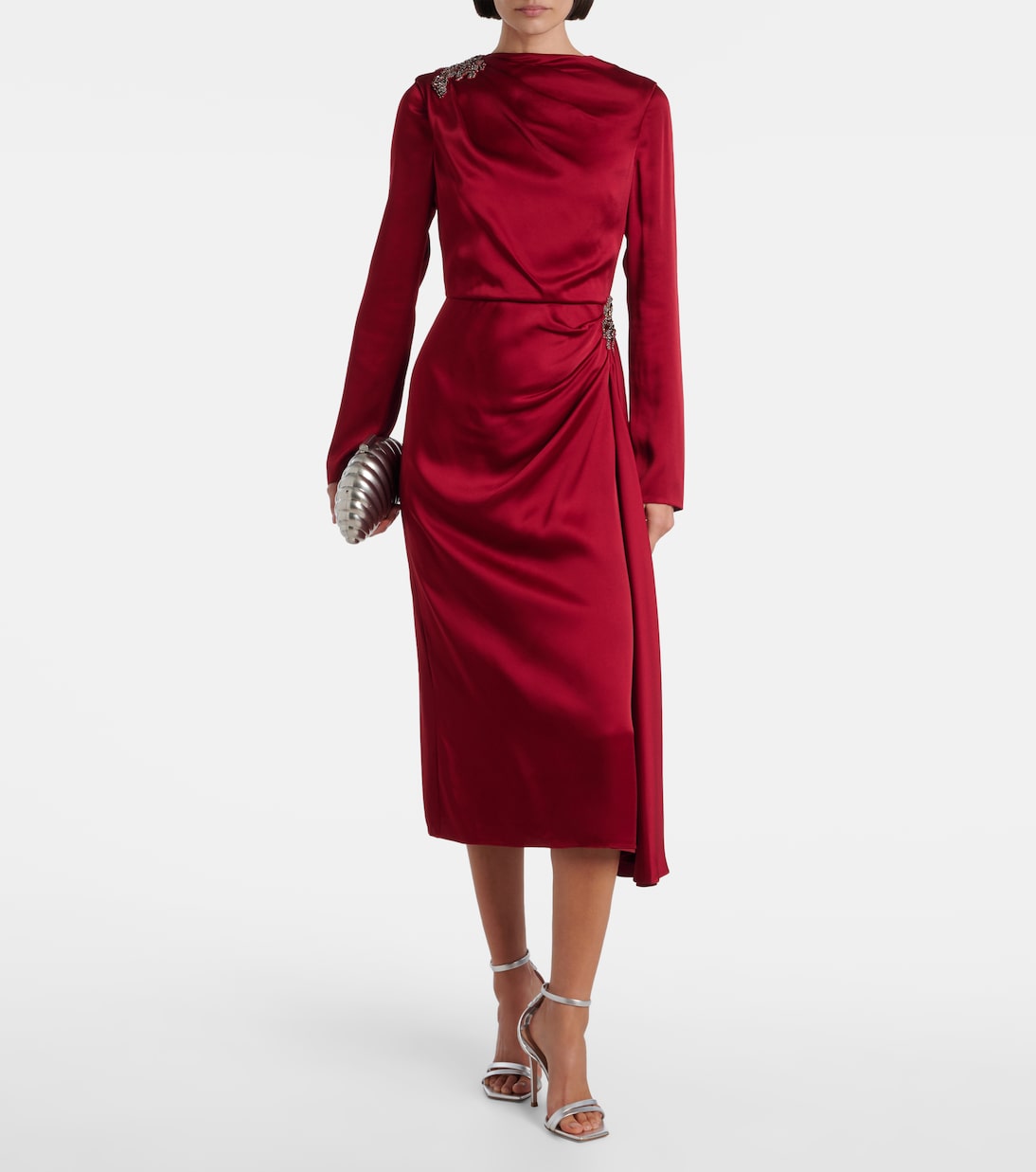 Robe de cocktail en satin à cristaux | Erdem