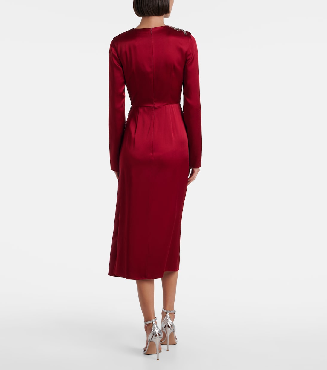 Robe de cocktail en satin à cristaux | Erdem