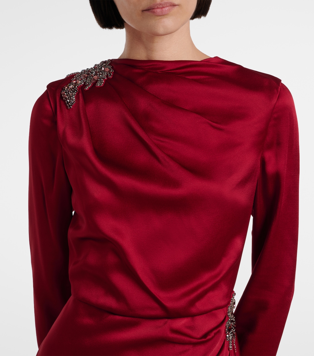 Robe de cocktail en satin à cristaux | Erdem