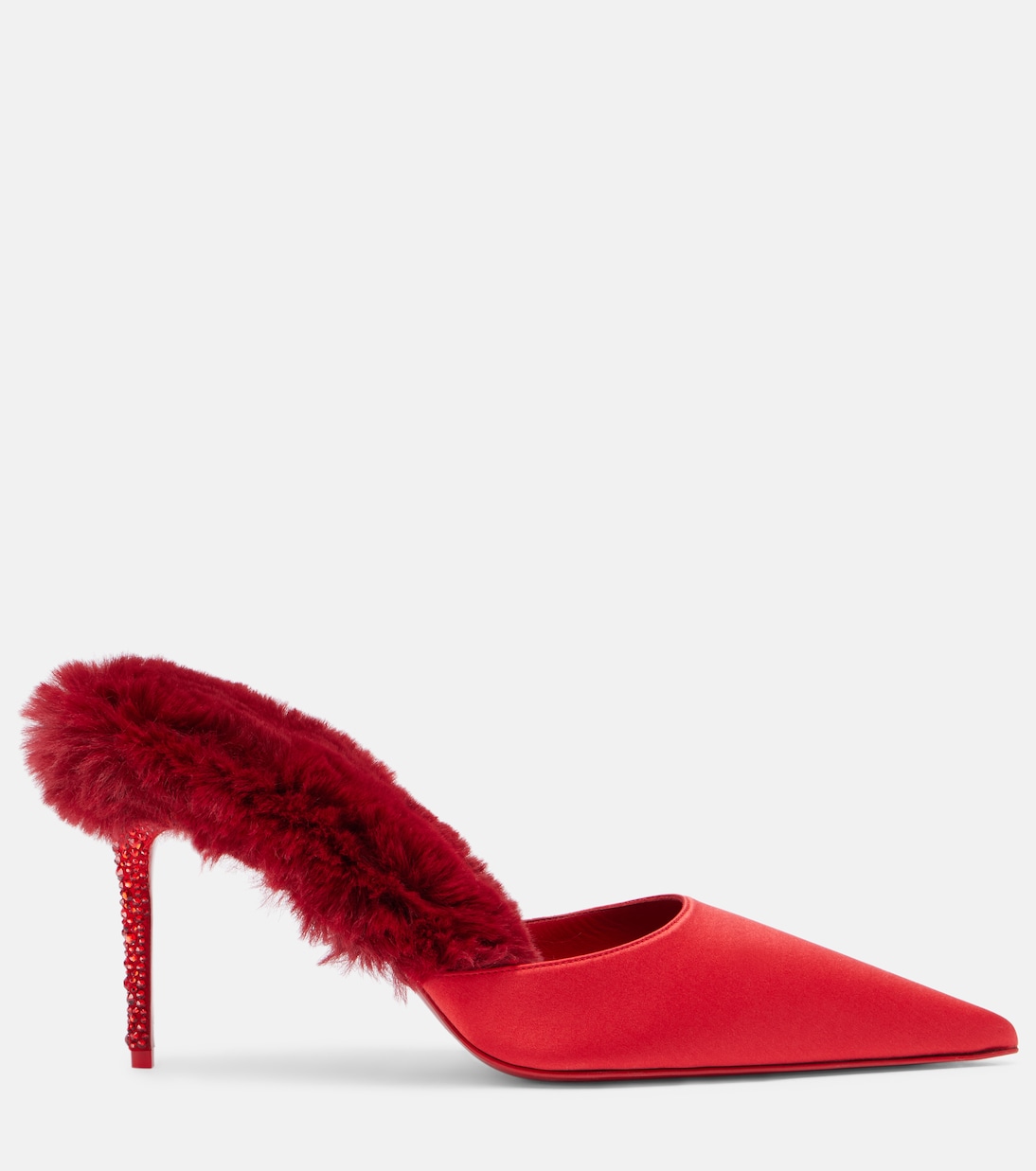 Km Fur 85 crêpe satin mules | Christian Louboutin