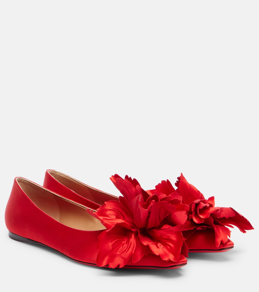 Gemy floral-appliqué satin ballet flats | Ferragamo