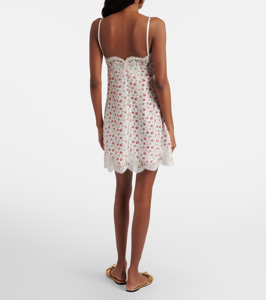 Slipdress aus einem Seidengemisch mit Spitze | Dolce&Gabbana