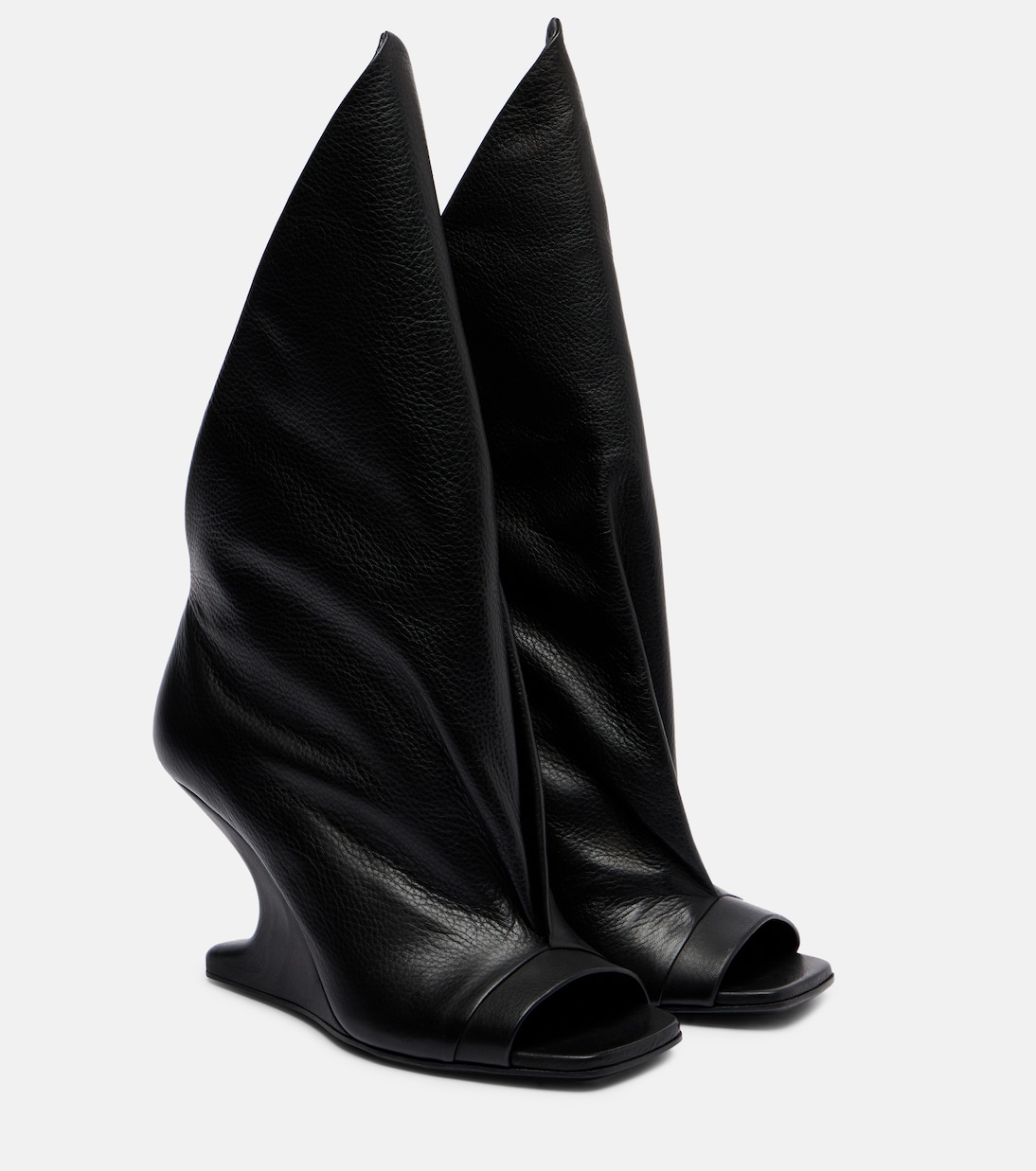 Cantilever leather peep-toe boots | Rick Owens