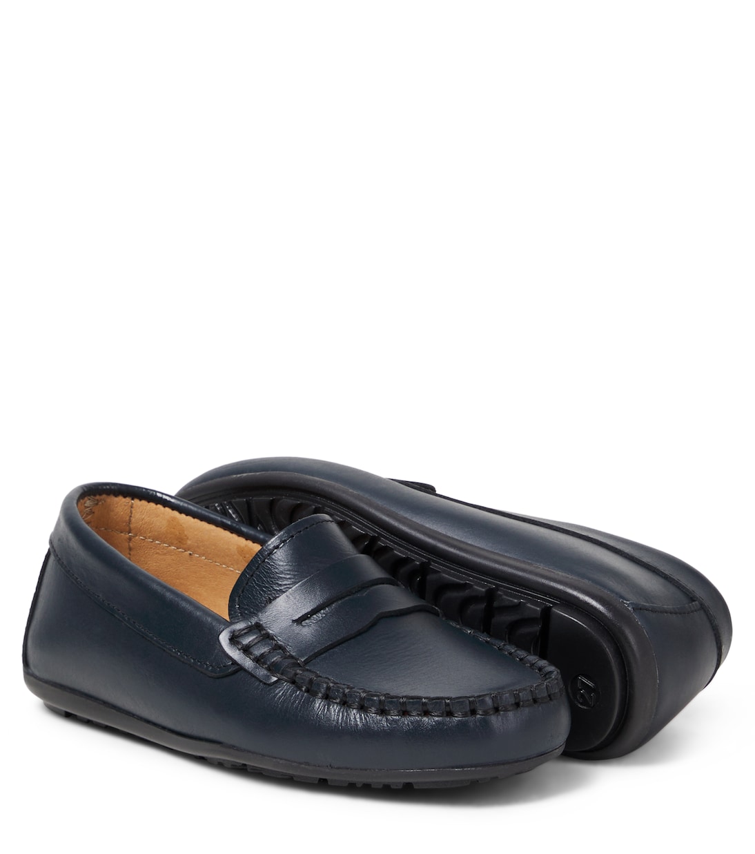 Loafers Marine aus Leder | La Coqueta