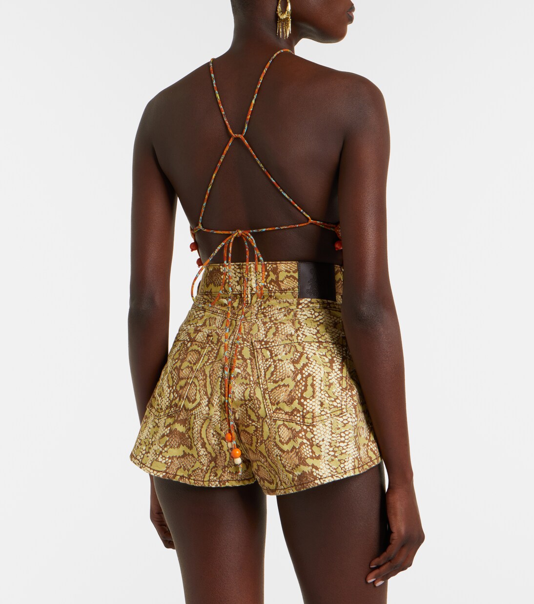 Boa snake-print denim shorts | Alémais