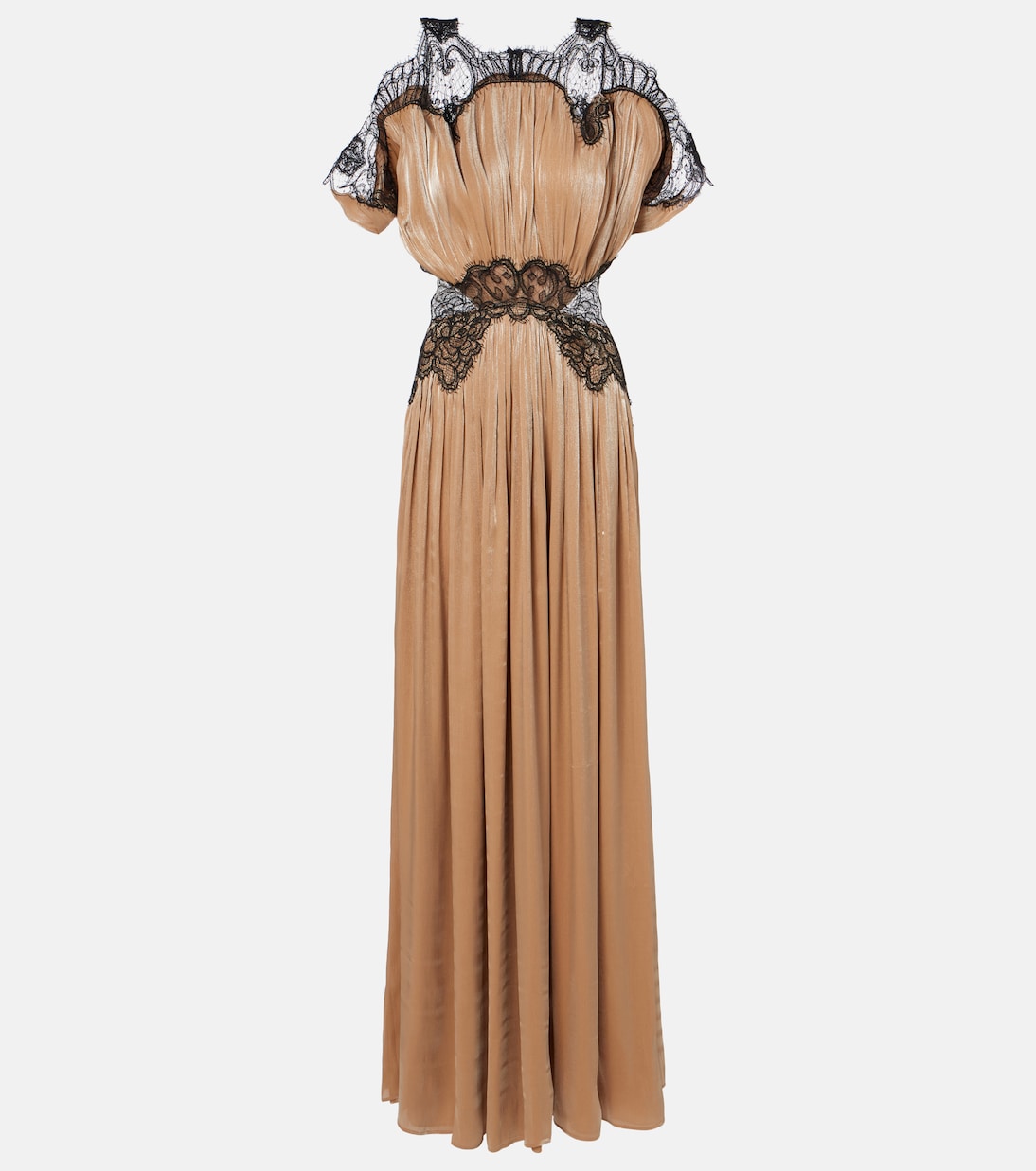 Abito lungo in velluto con pizzo | Costarellos