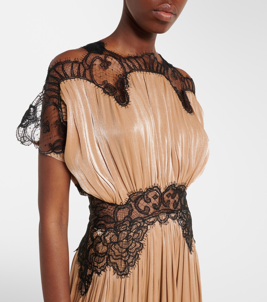 Abito lungo in velluto con pizzo | Costarellos