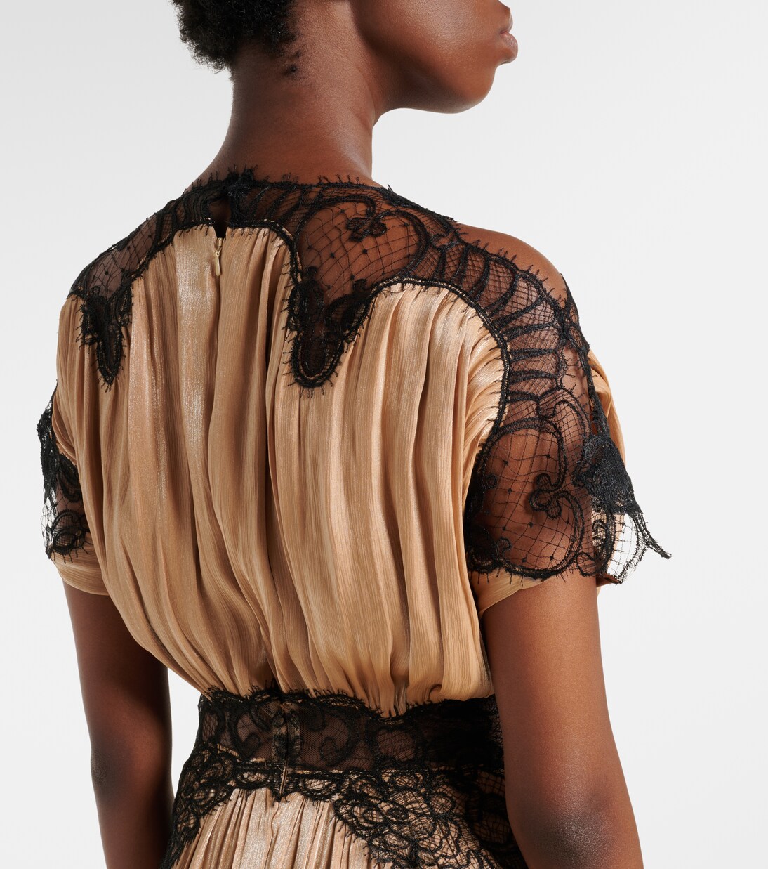 Abito lungo in velluto con pizzo | Costarellos