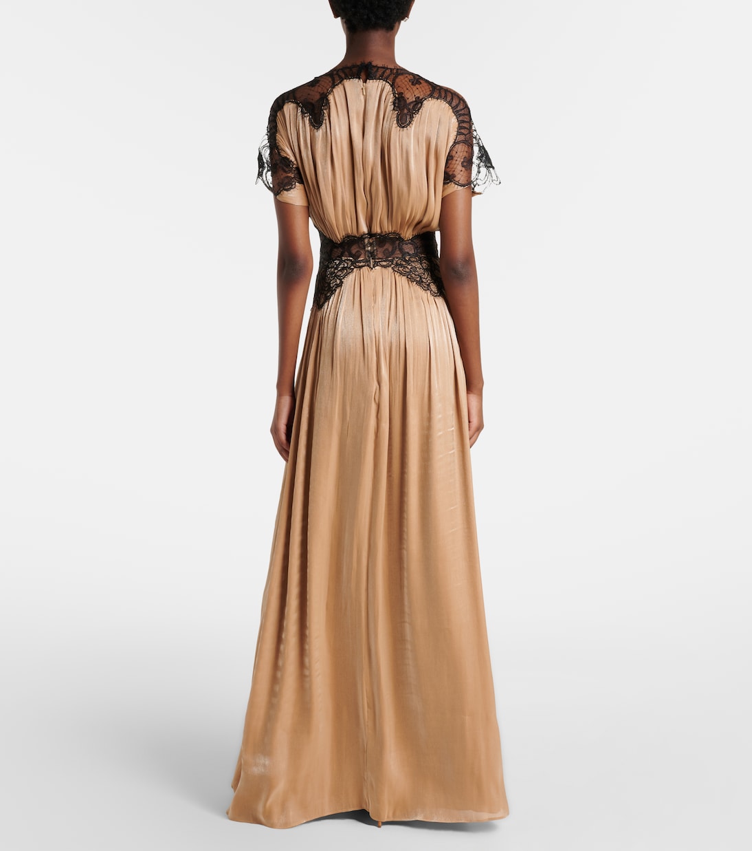 Abito lungo in velluto con pizzo | Costarellos