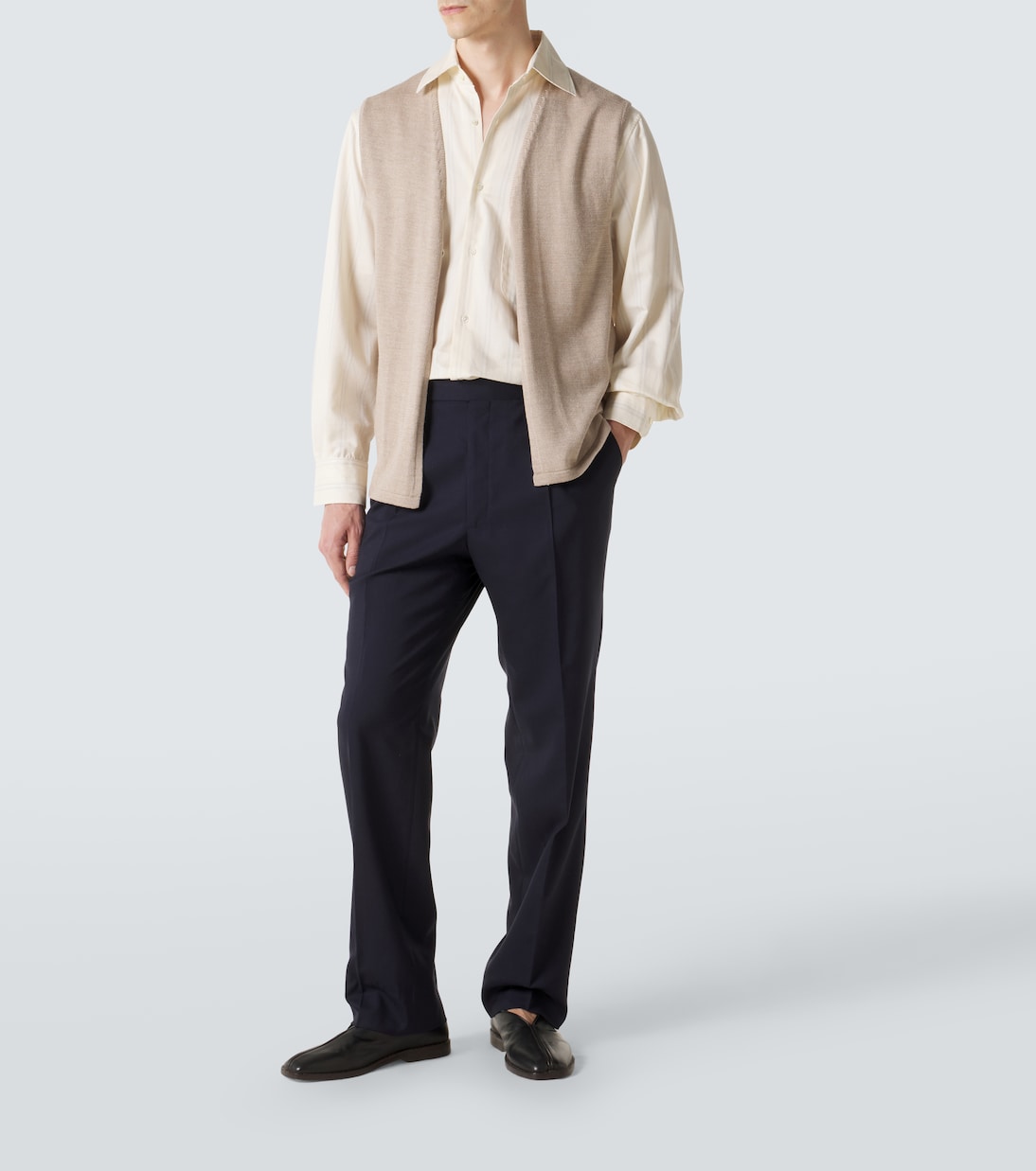 Chemise rayée en coton et soie | Stòffa