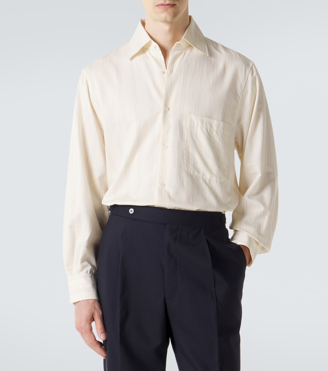 Chemise rayée en coton et soie | Stòffa