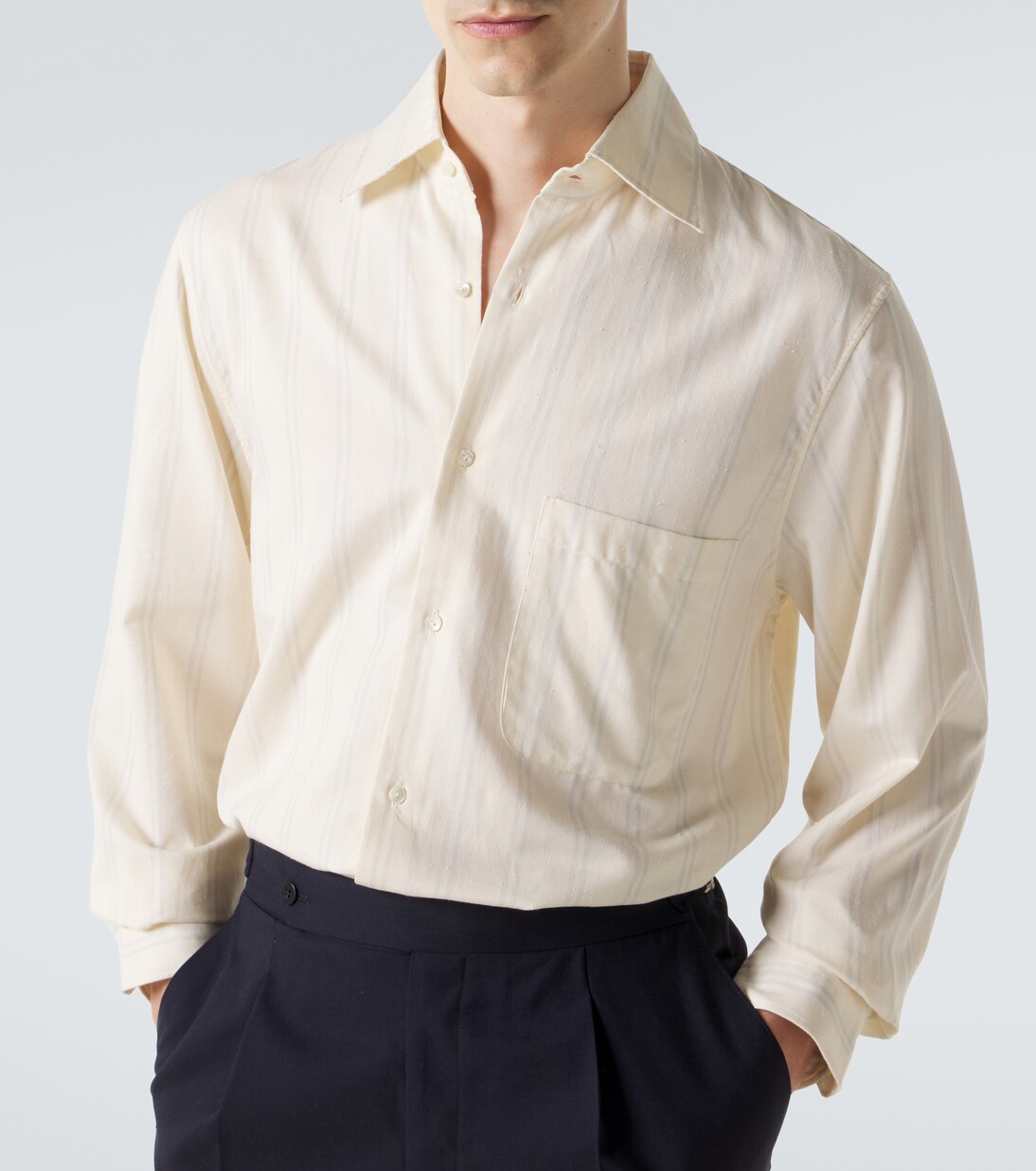 Chemise rayée en coton et soie | Stòffa