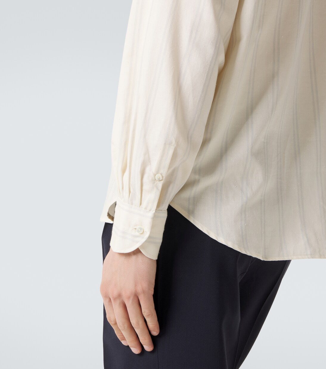 Chemise rayée en coton et soie | Stòffa