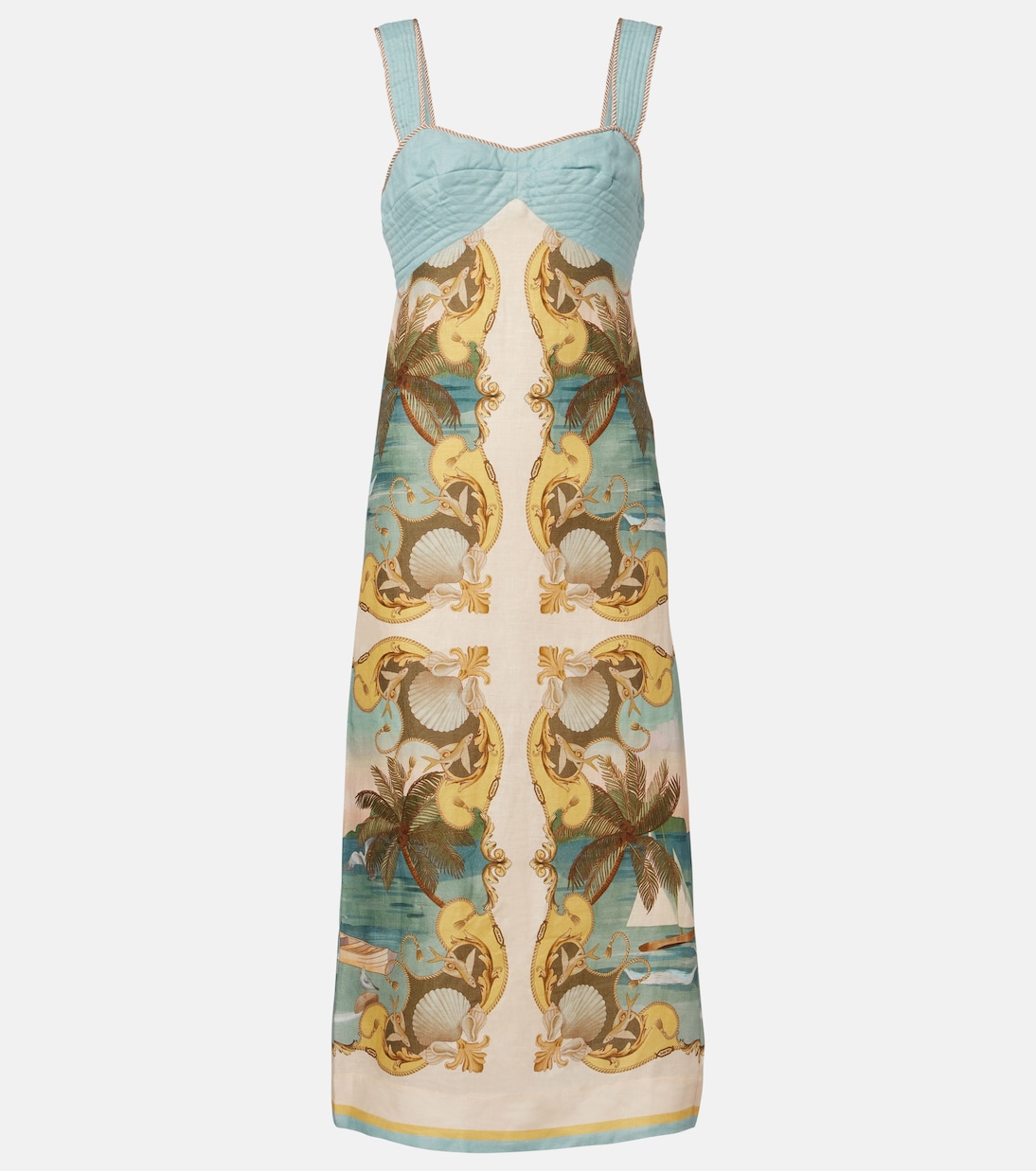 Royal Sea printed linen midi dress | Farm Rio