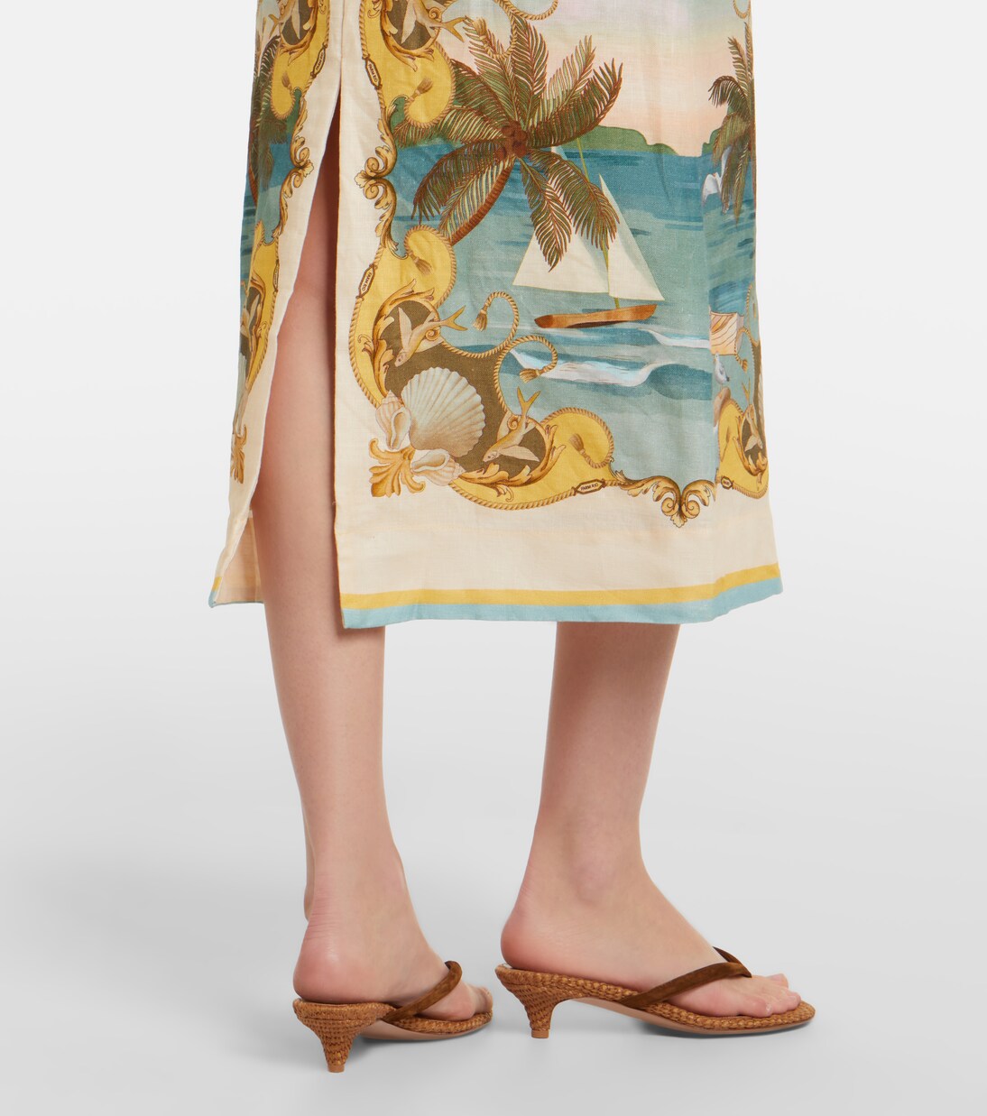 Royal Sea printed linen midi dress | Farm Rio