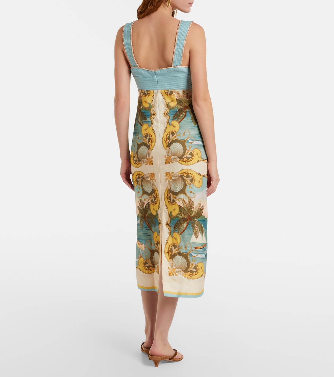 Royal Sea printed linen midi dress | Farm Rio