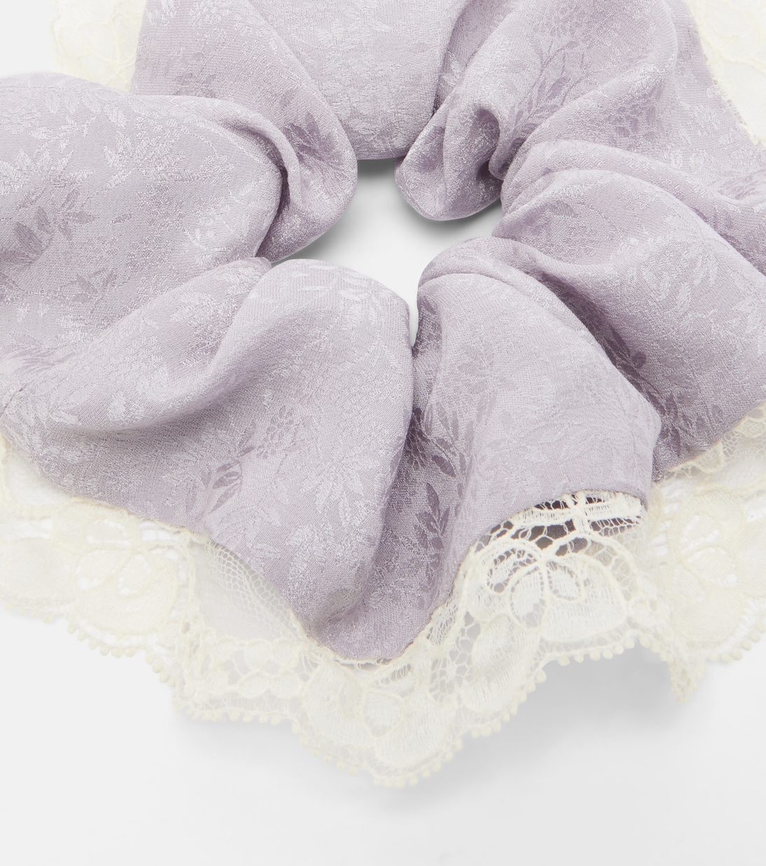 Lace-trimmed floral silk jacquard scrunchie | Chloé