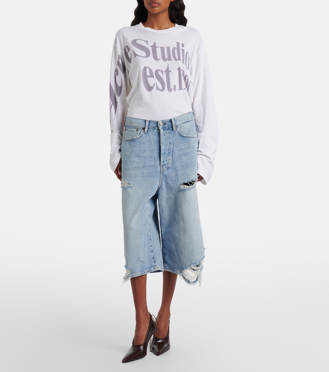 Distressed denim Bermuda shorts | Acne Studios