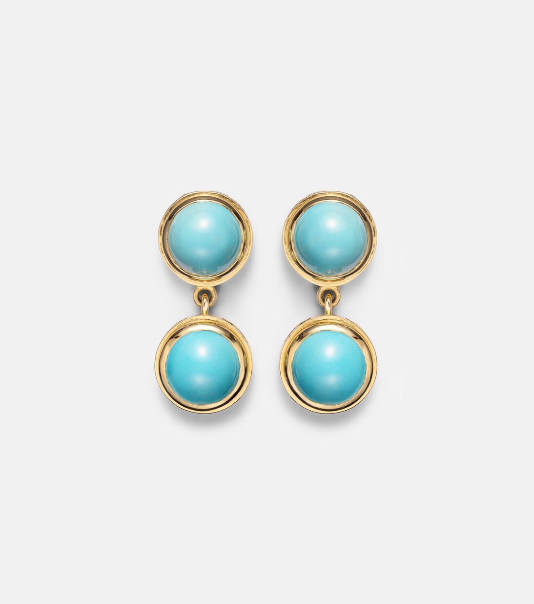 18kt gold drop earrings with turquoise and tsavorites | Ileana Makri