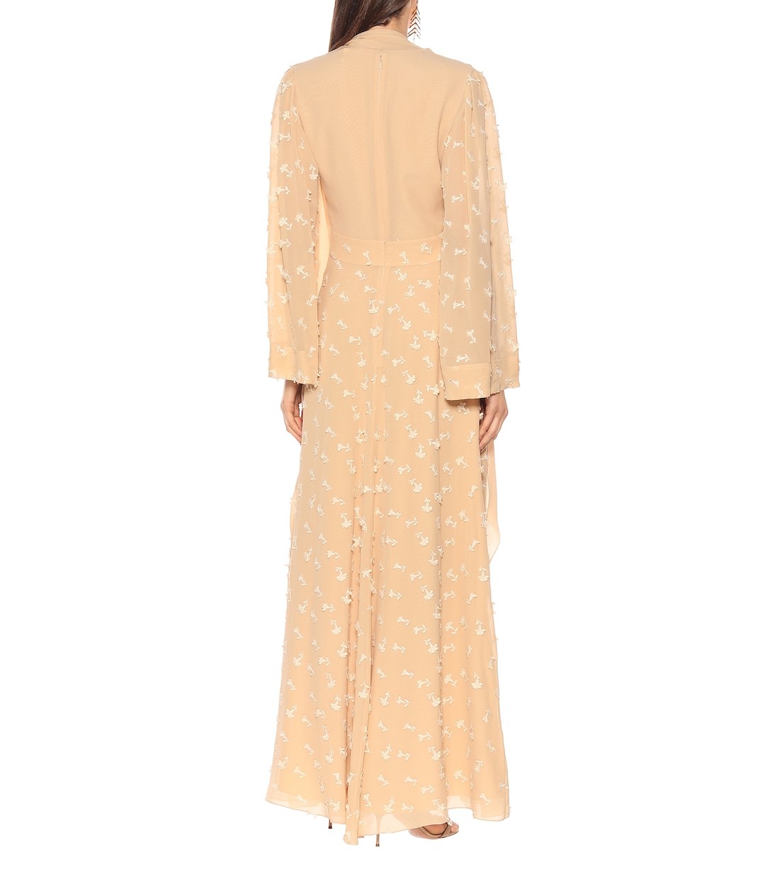 Robe longue en crêpe de soie à col lavallière | Chloé